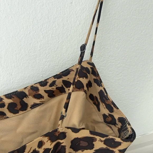 ⭐️ NEW Abercrombie & Fitch XS Petite Leopard Animal Print Midi Dress - Picture 6 of 10